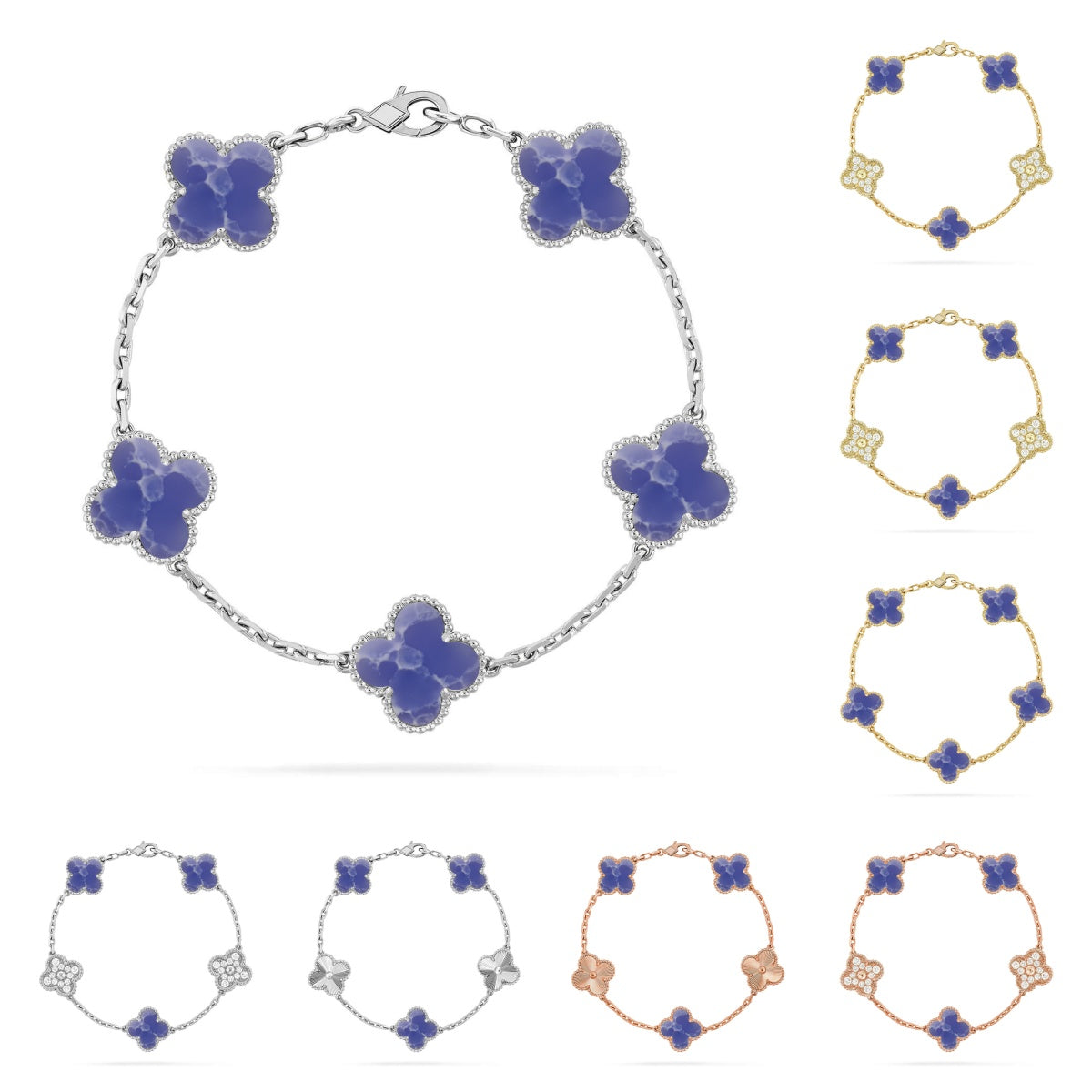 [Peak]LUCKY CLOVER 5-MOTIF BRACELET - BLUE LARIMAR COLLECTION