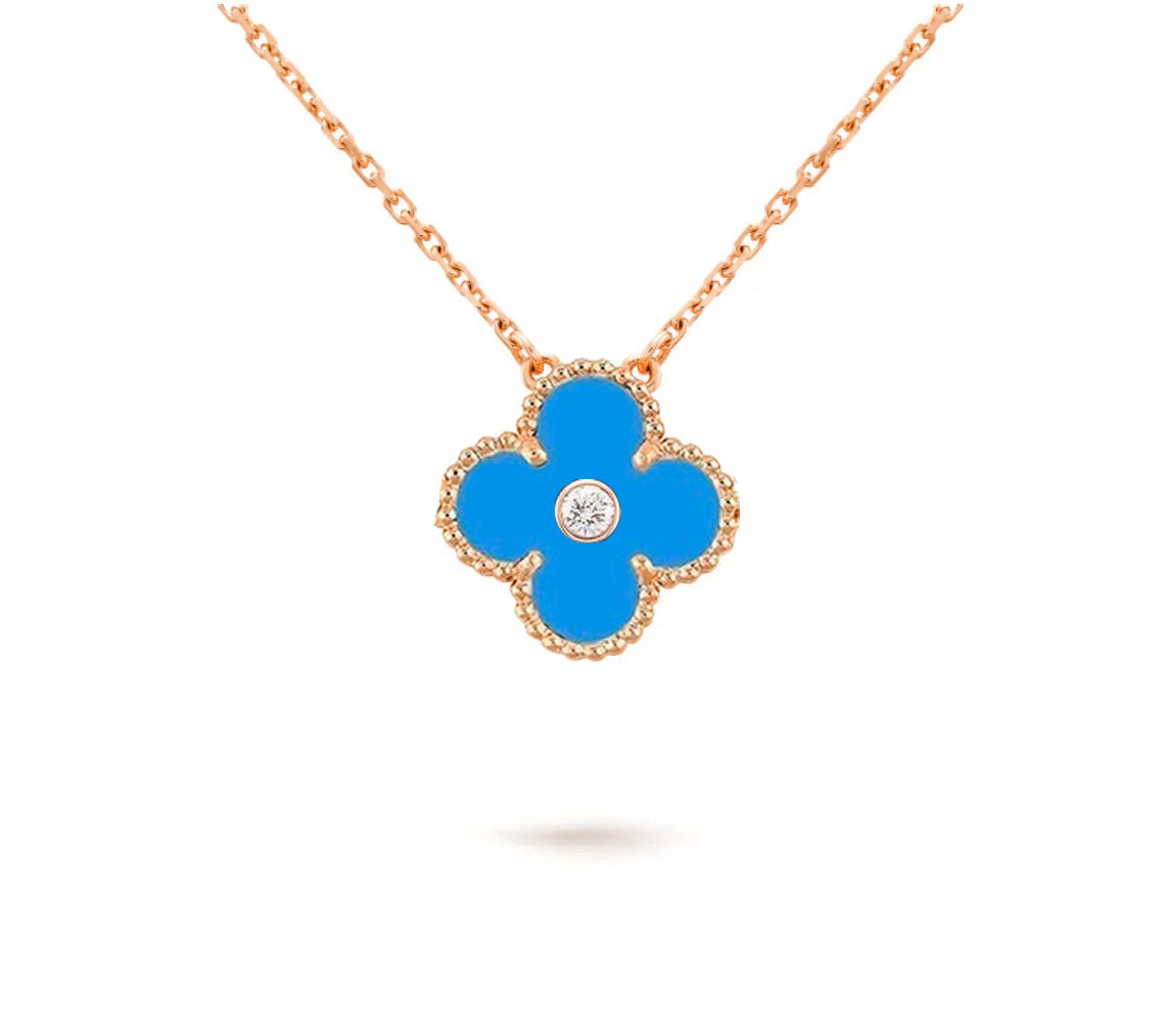 [Peak]15MM CLOVER FLOWER DIAMOND PENDANT NECKLACE COLLECTION