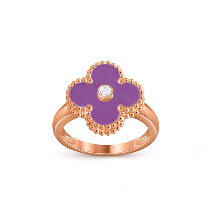 [Peak]LUCKY CLOVER DIAMOND-ACCENT ROSE GOLD RING COLLECTION