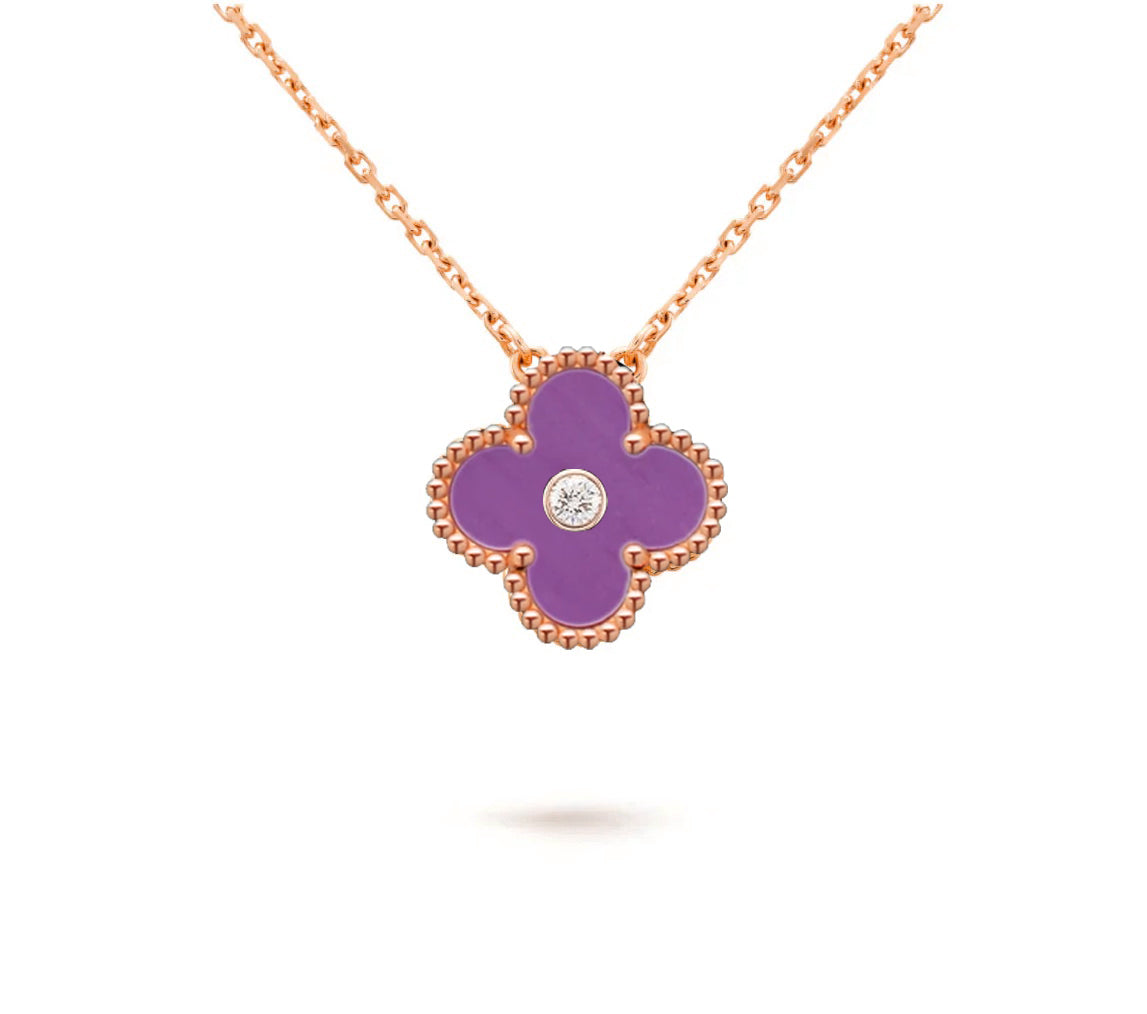 [Peak]15MM CLOVER FLOWER DIAMOND PENDANT NECKLACE COLLECTION