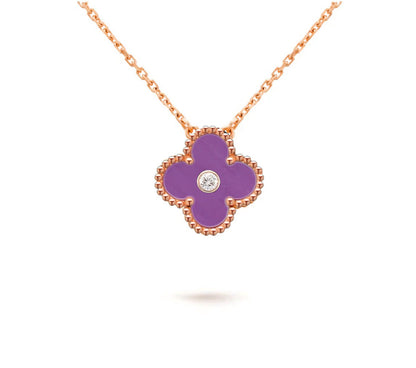 [Peak]15MM CLOVER FLOWER DIAMOND PENDANT NECKLACE COLLECTION