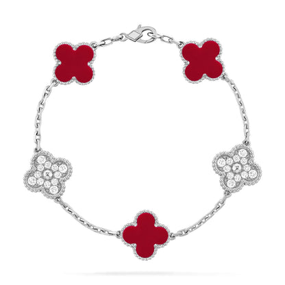[Peak]LUCKY CLOVER 5-MOTIF BRACELET - RED CARNELIAN COLLECTION