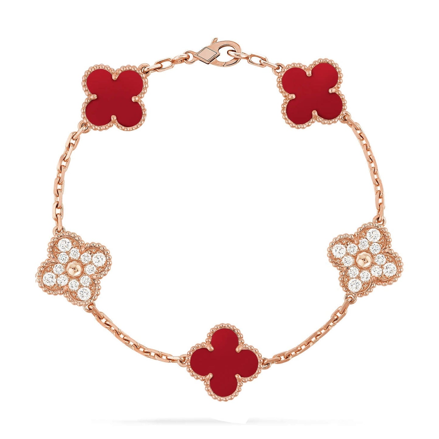 [Peak]LUCKY CLOVER 5-MOTIF BRACELET - RED CARNELIAN COLLECTION