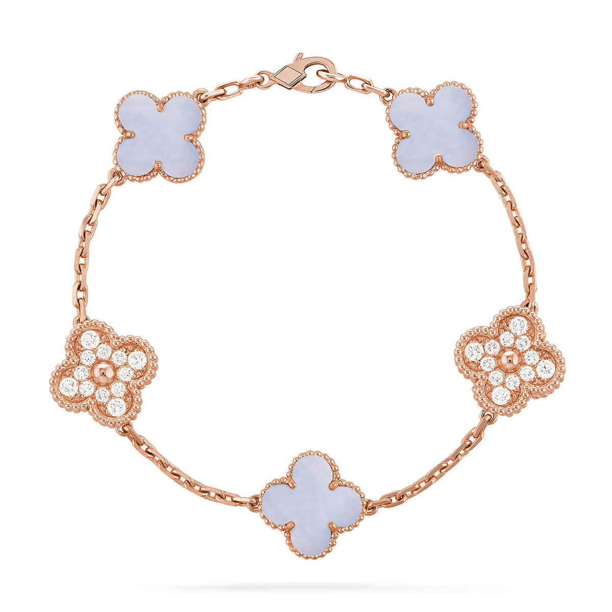 [Peak]LUCKY CLOVER 5-MOTIF BRACELET - PURPLE CHALCEDONY COLLECTION