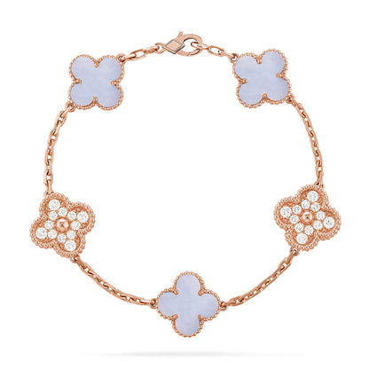 [Peak]LUCKY CLOVER 5-MOTIF BRACELET - PURPLE CHALCEDONY COLLECTION