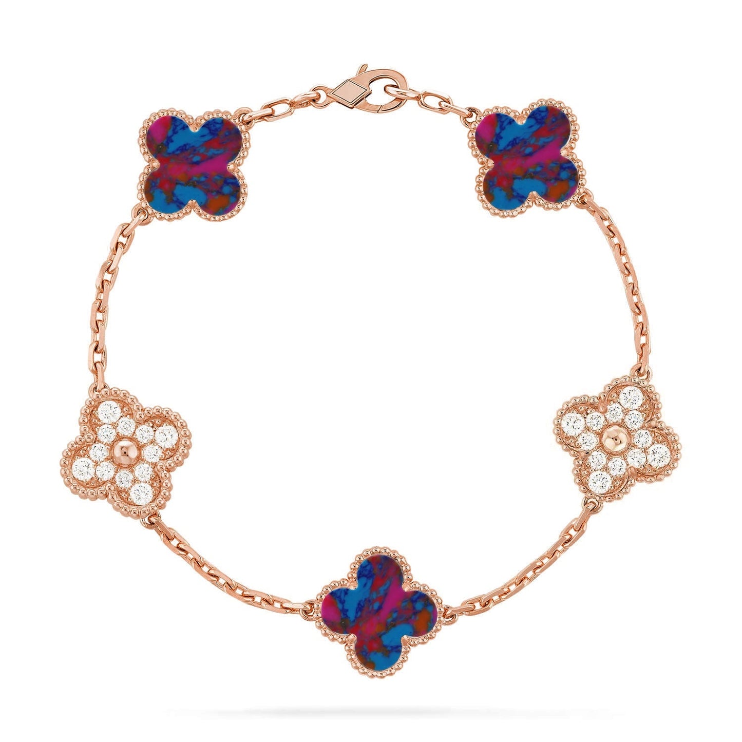 [Peak]LUCKY CLOVER 5-MOTIF BRACELET - MULTI-GEM COLLECTION