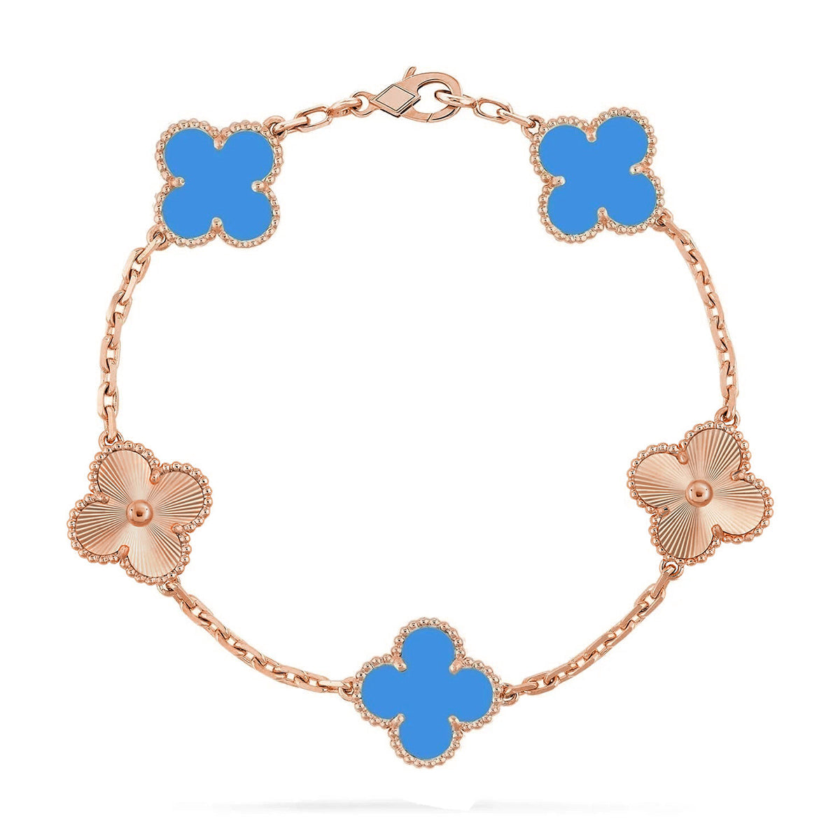 [Peak]LUCKY CLOVER 5-MOTIF BRACELET - BLUE AGATE COLLECTION