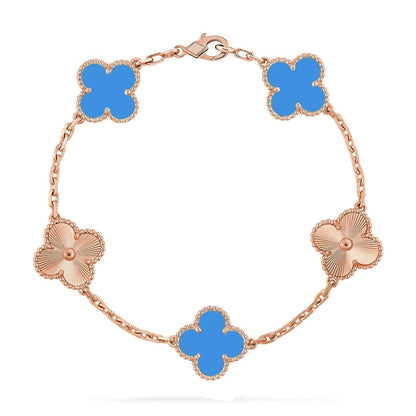 [Peak]LUCKY CLOVER 5-MOTIF BRACELET - BLUE AGATE COLLECTION