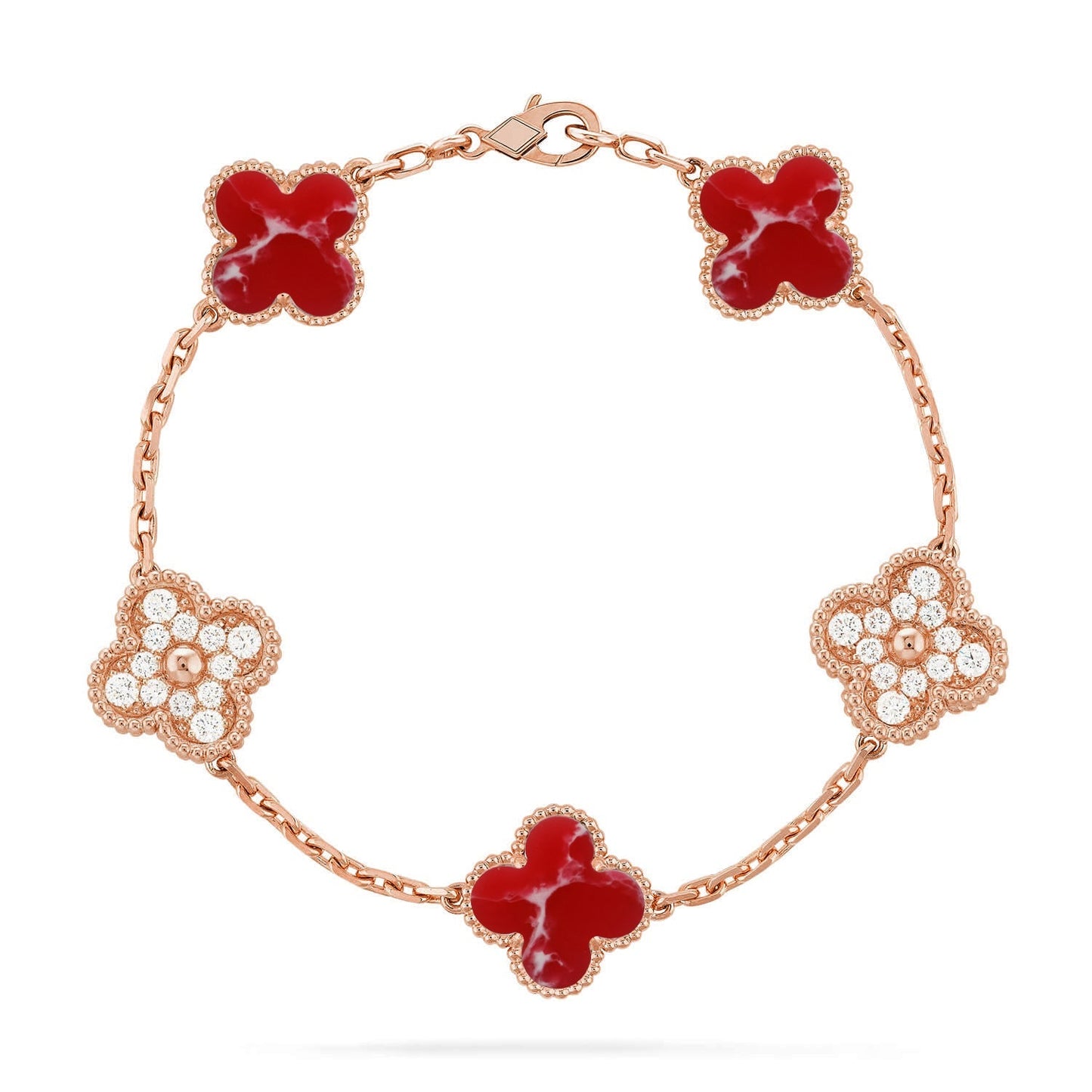 [Peak]LUCKY CLOVER 5-MOTIF BRACELET - RED LARIMAR COLLECTION