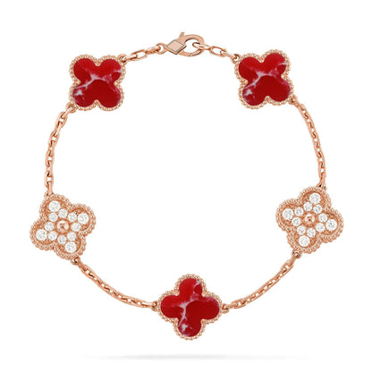 [Peak]LUCKY CLOVER 5-MOTIF BRACELET - RED LARIMAR COLLECTION