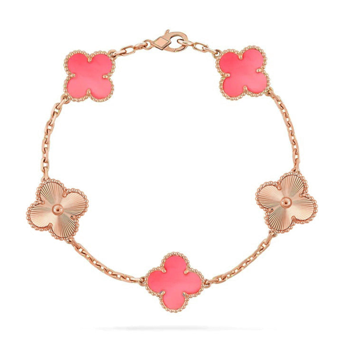 [Peak]LUCKY CLOVER 5-MOTIF BRACELET - PINK MOTHER-OF-PEARL COLLECTION