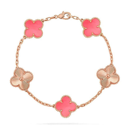 [Peak]LUCKY CLOVER 5-MOTIF BRACELET - PINK MOTHER-OF-PEARL COLLECTION