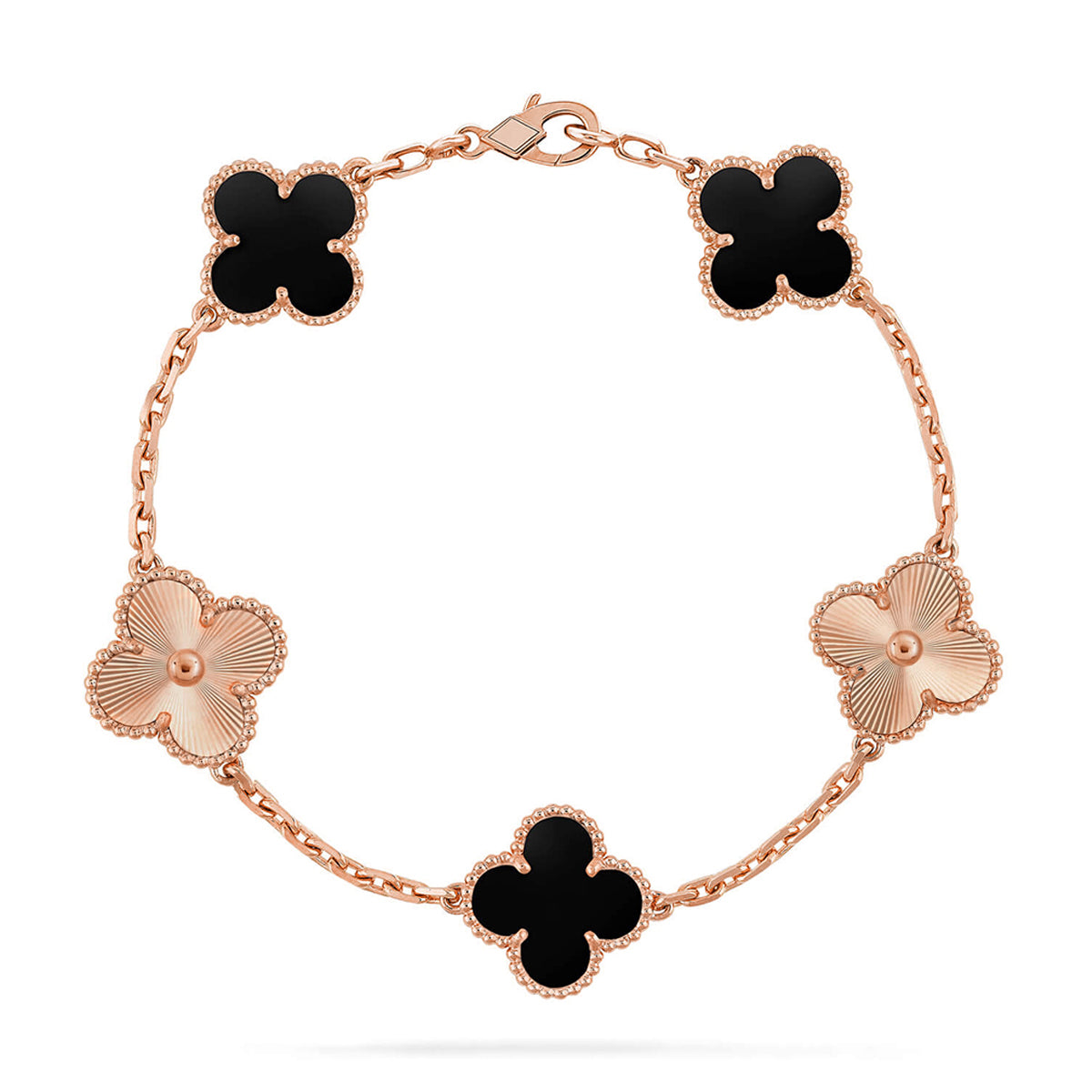 [Peak]LUCKY CLOVER 5-MOTIF BRACELET - BLACK OXNY COLLECTION