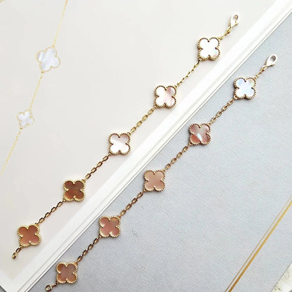 [Peak]LUCKY CLOVER 5-MOTIF BRACELET - PINK MOTHER-OF-PEARL COLLECTION
