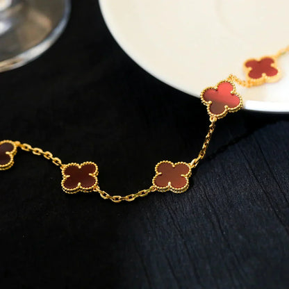 [Peak]LUCKY CLOVER 5-MOTIF BRACELET - RED CARNELIAN COLLECTION