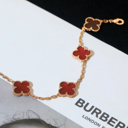[Peak]LUCKY CLOVER 5-MOTIF BRACELET - RED CARNELIAN COLLECTION