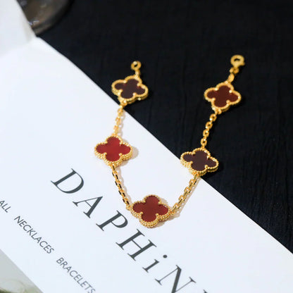 [Peak]LUCKY CLOVER 5-MOTIF BRACELET - RED CARNELIAN COLLECTION