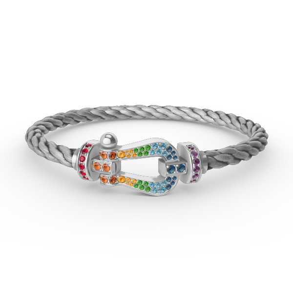 [Peak]FORCE LARGE HORSESHOE COLORED DIAMOND BRACELET - WHITE GOLD