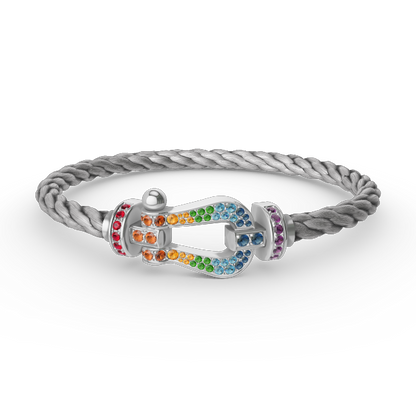 [Peak]FORCE LARGE HORSESHOE COLORED DIAMOND BRACELET - WHITE GOLD