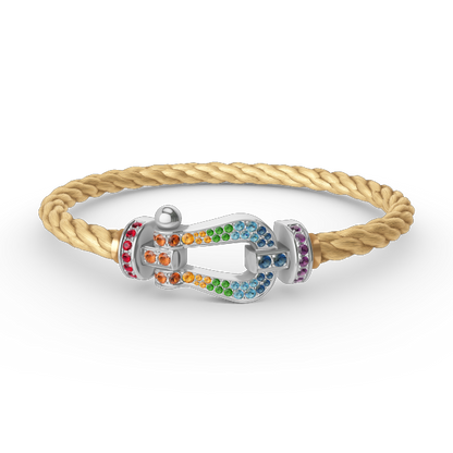 [Peak]FORCE LARGE HORSESHOE COLORED DIAMOND BRACELET - WHITE GOLD