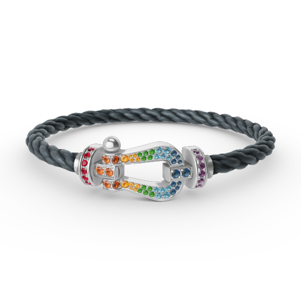 [Peak]FORCE LARGE HORSESHOE COLORED DIAMOND BRACELET - WHITE GOLD