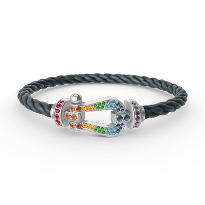 [Peak]FORCE LARGE HORSESHOE COLORED DIAMOND BRACELET - WHITE GOLD