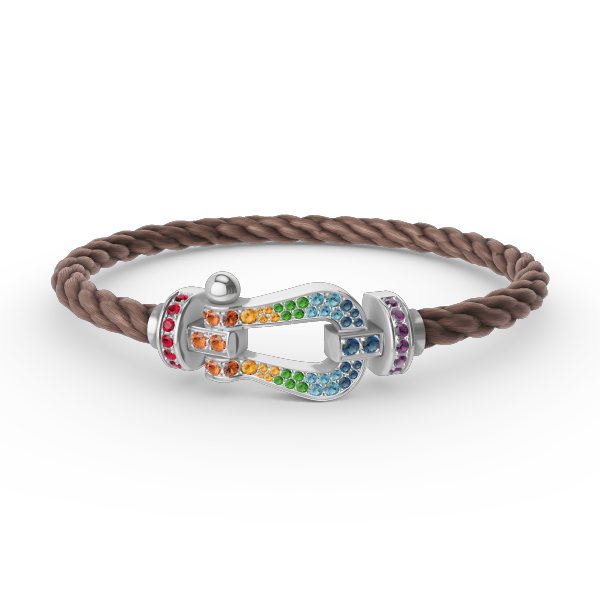 [Peak]FORCE LARGE HORSESHOE COLORED DIAMOND BRACELET - WHITE GOLD