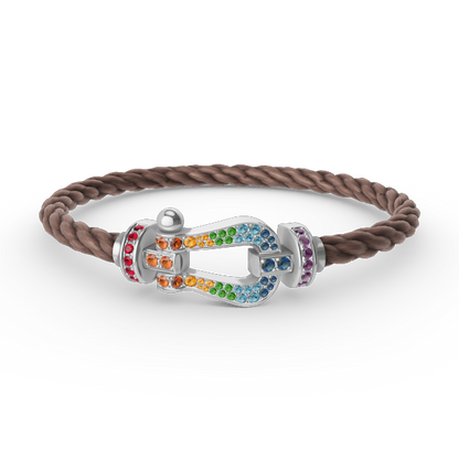 [Peak]FORCE LARGE HORSESHOE COLORED DIAMOND BRACELET - WHITE GOLD