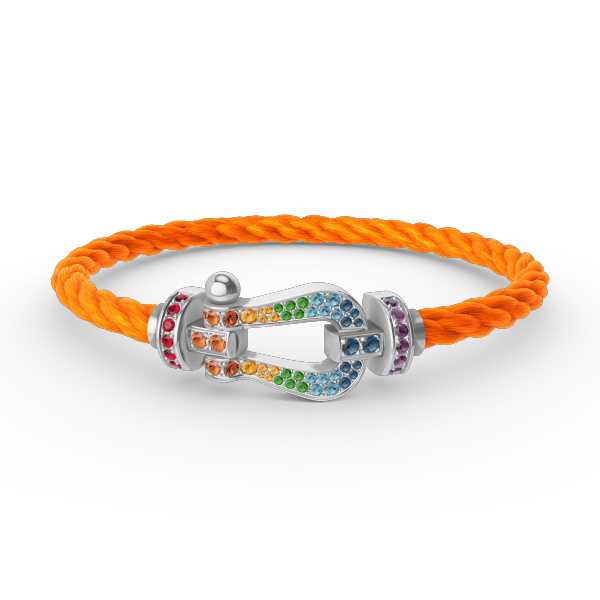 [Peak]FORCE LARGE HORSESHOE COLORED DIAMOND BRACELET - WHITE GOLD