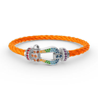 [Peak]FORCE LARGE HORSESHOE COLORED DIAMOND BRACELET - WHITE GOLD