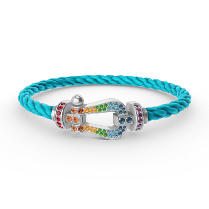 [Peak]FORCE LARGE HORSESHOE COLORED DIAMOND BRACELET - WHITE GOLD