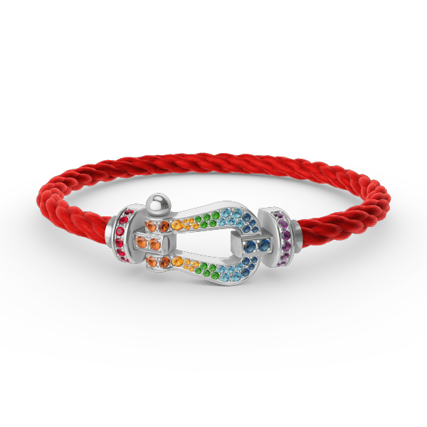 [Peak]FORCE LARGE HORSESHOE COLORED DIAMOND BRACELET - WHITE GOLD