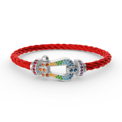 [Peak]FORCE LARGE HORSESHOE COLORED DIAMOND BRACELET - WHITE GOLD