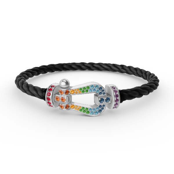 [Peak]FORCE LARGE HORSESHOE COLORED DIAMOND BRACELET - WHITE GOLD