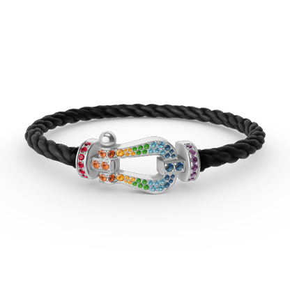 [Peak]FORCE LARGE HORSESHOE COLORED DIAMOND BRACELET - WHITE GOLD