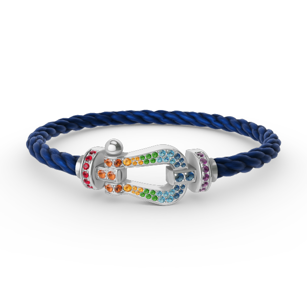 [Peak]FORCE LARGE HORSESHOE COLORED DIAMOND BRACELET - WHITE GOLD