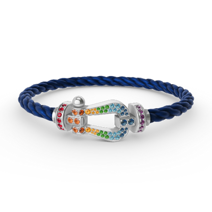[Peak]FORCE LARGE HORSESHOE COLORED DIAMOND BRACELET - WHITE GOLD