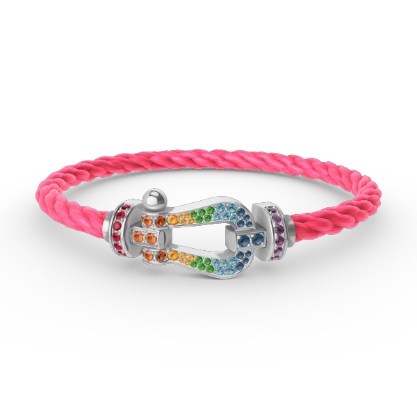[Peak]FORCE LARGE HORSESHOE COLORED DIAMOND BRACELET - WHITE GOLD