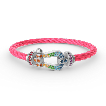 [Peak]FORCE LARGE HORSESHOE COLORED DIAMOND BRACELET - WHITE GOLD