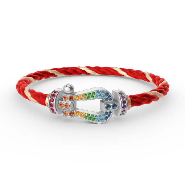 [Peak]FORCE LARGE HORSESHOE COLORED DIAMOND BRACELET - WHITE GOLD