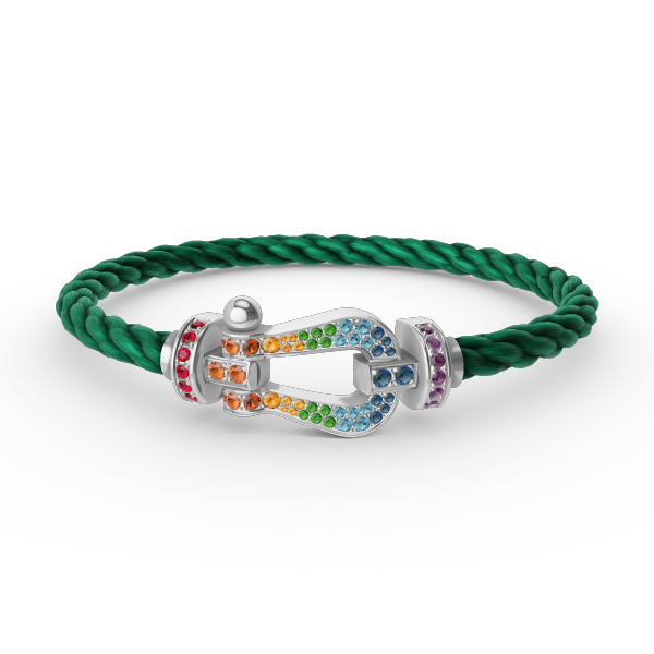 [Peak]FORCE LARGE HORSESHOE COLORED DIAMOND BRACELET - WHITE GOLD