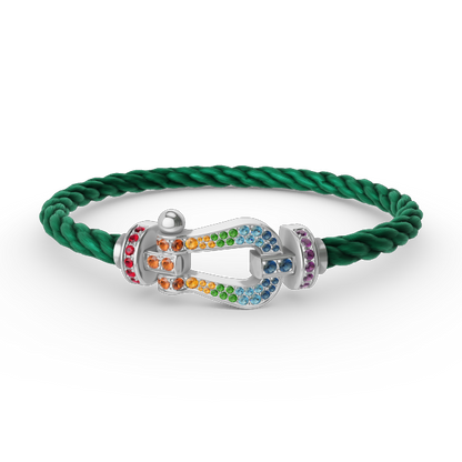 [Peak]FORCE LARGE HORSESHOE COLORED DIAMOND BRACELET - WHITE GOLD