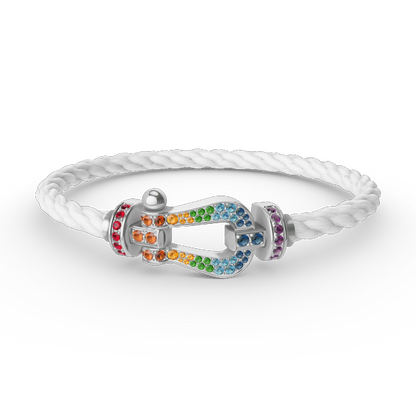 [Peak]FORCE LARGE HORSESHOE COLORED DIAMOND BRACELET - WHITE GOLD