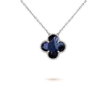 [Peak]15MM CLOVER FLOWER PENDANT NECKLACE WHITE GOLD COLLECTION