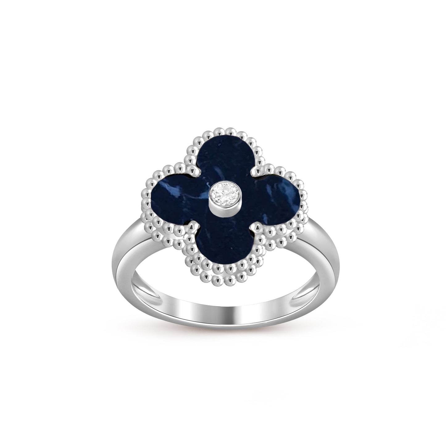 [Peak]LUCKY CLOVER DIAMOND-ACCENT WHITE GOLD RING COLLECTION