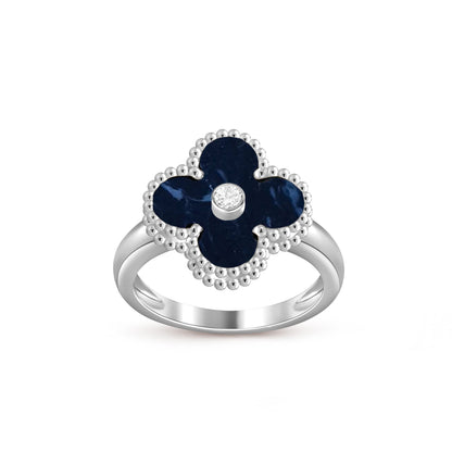 [Peak]LUCKY CLOVER DIAMOND-ACCENT WHITE GOLD RING COLLECTION