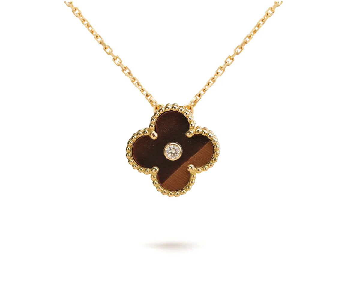 [Peak]15MM CLOVER FLOWER DIAMOND PENDANT NECKLACE COLLECTION