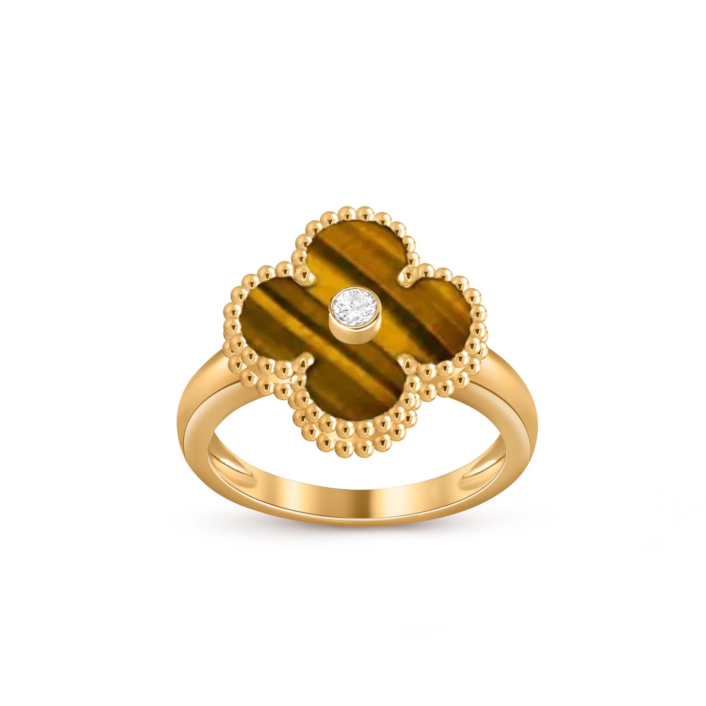 [Peak]LUCKY CLOVER DIAMOND-ACCENT GOLD RING COLLECTION