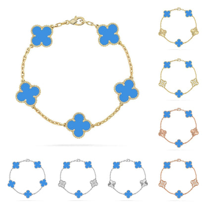 [Peak]LUCKY CLOVER 5-MOTIF BRACELET - BLUE AGATE COLLECTION