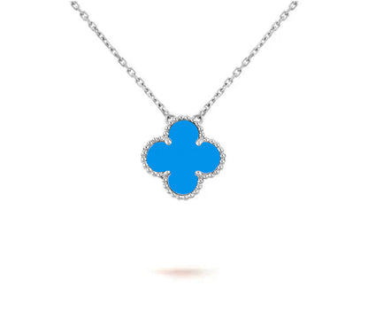 [Peak]15MM CLOVER FLOWER PENDANT NECKLACE WHITE GOLD COLLECTION